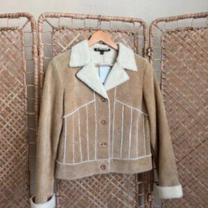 Vintage Faux Fur Lined Suede Leather Jacket - 8